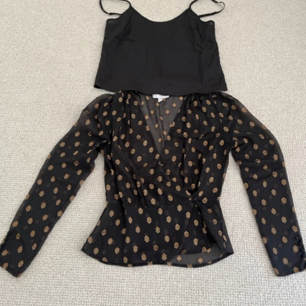 Black/ Gold sheer blouse